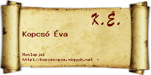 Kopcsó Éva névjegykártya