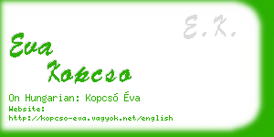 eva kopcso business card