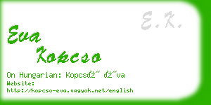 eva kopcso business card